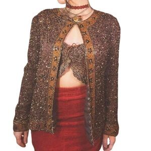 ✩ VINTAGE STENAY 100% SILK BEADED JACKET ✩ Formal Eveningwear ✩₊˚